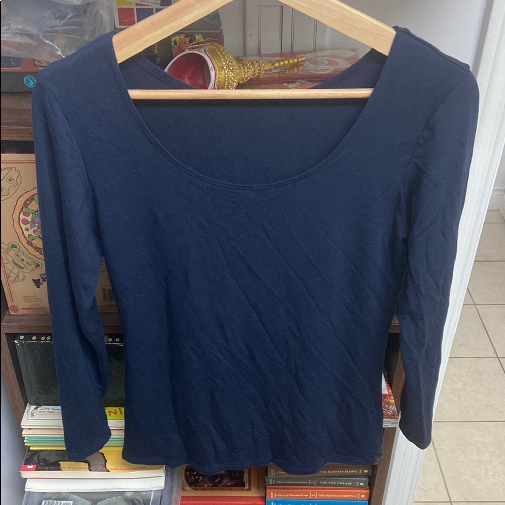 Uniqlo Heat Tech Extra Warm Classic Navy Blue Women's Top